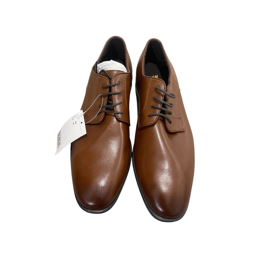 NWT H&M Men’s Brown Faux Leather Oxfords Classic Style Size 8.5